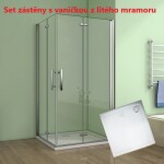 H K - Čtvercový sprchový kout MELODY R808, 80x80 se zalamovacími dveřmi včetně sprchové vaničky z litého mramoru SE-MELODYR808/SE-ROCKY-80 SQ