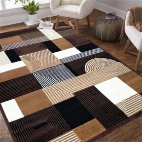 DumDekorace Koberec ALFA s geometrickým vzorem - hnědý Šířka: 80 cm | Délka: 150 cm