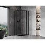 MEXEN/S - Mist L sprchový kout čtvrtkruh, křídlové 90 x 90, černá okraj, černá 8A32L-090-090-70-70