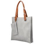 Módní dámská koženková kabelka na rameno Paytona, světle šedá