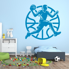 Samolepka Basketbalista v akci Barva: modrá, Velikost: 40 x 39 cm