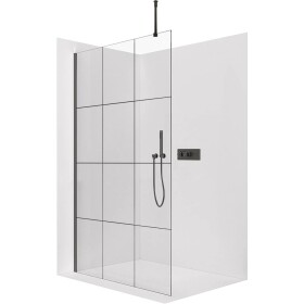 CERANO Sprchová zástěna Walk-in Onyx Top Round L/P - 8 mm - kulatá vzpěra - černá matná, industriální sklo - 160x200 cm