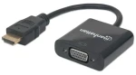 Manhattan HDMI - VGA černá / Redukce / 0,3 m / Pozlacené konektory / Full HD 1080p (151467)
