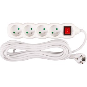 STREND PRO 213341 Prodlužovací kabel s vypínačem, 5m, 4 zásuvky, 3×1mm, bílý