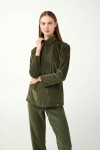 Vamp - Sametová tepláková souprava na zip 21141 - Vamp olive dusty L