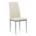 Židle jídelní, krémová látka, šedé kovové nohy