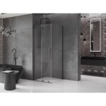 MEXEN/S - Velar L sprchový kout, posuvné dveře 120 x 120, transparent, grafit metal 871-120-120-03-95