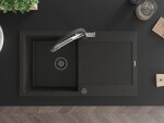 MEXEN/S - Leo granitový dřez 1-miska s odkapávačem včetně baterie Duo, černá/zlatá metalik 6501-75-671701-07-B