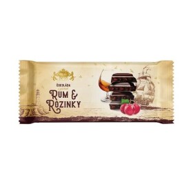 Hořká čokoláda s příchutí Rum a Rozinky 180g (Carla)