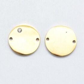 Mezidíl z nerezové oceli - zlatý - placička - 15 x 15 x 1,5 mm - 1 ks