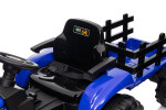 Mamido Dětský elektrický traktor s vlečkou 12V 7Ah EVA kola ECO kůže modrý
