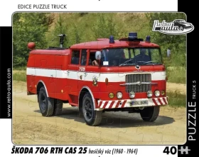 RETRO-AUTA Puzzle TRUCK č.5 Škoda 706 RTH CAS 25 hasičský vůz (1960–1964)