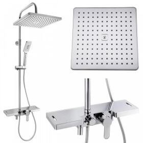 Erga Oslo, sprchový set s batériou, poličkou, výtokom a hlavovou sprchou 30 × 30 cm, chrómová, ERG-YKA-BP.OSLO-30-CHR