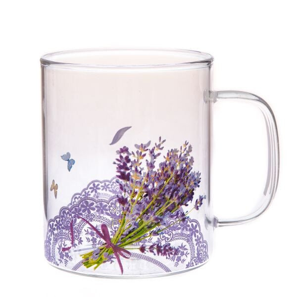 Hrnek skleněný levandule 410 ml