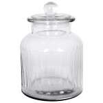Strömshaga Skleněná dóza s víkem Gustav Ribbed Large, čirá barva, sklo