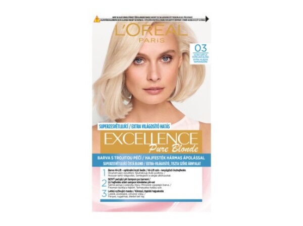 L'Oréal Paris Excellence Créme permanentní barva na vlasy 03 Ultra světlá popelavá blond, 72+48+12+60 ml