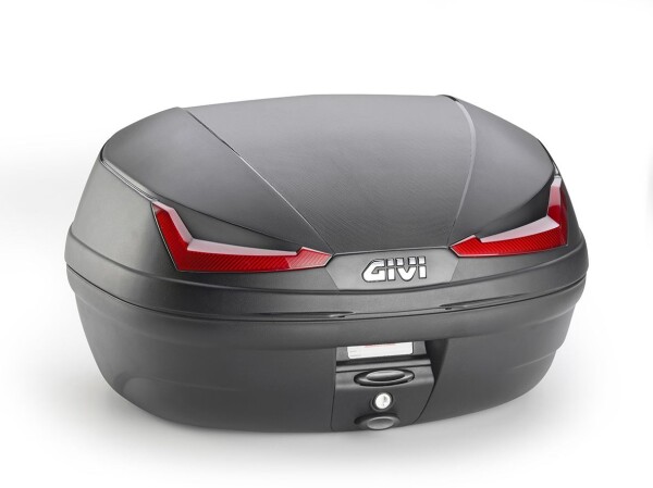 E455N Simply IV kufr Givi černý (Monolock s vlastní plotnou), červené odrazky, objem 45 litrů