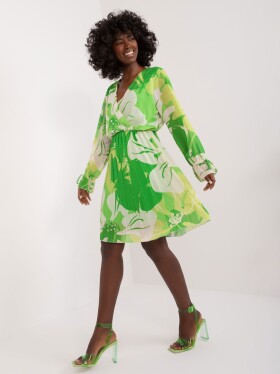 Světle zelené vzorované plisované šaty