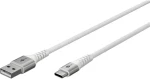 Goobay USB-C - USB-A bílá / Datový kabel / Textilní opletení / Kovové konektory / 1 m (74530)