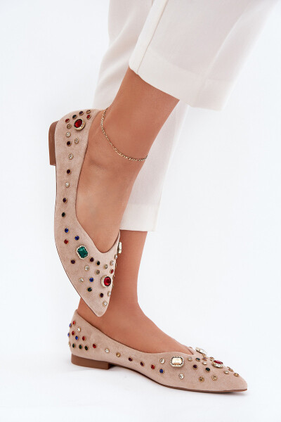 Dámské Baletky Ozdobené Krystaly Béžové Valena 37