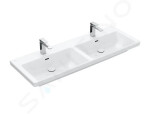 VILLEROY & BOCH - Subway 3.0 Dvojumyvadlo nábytkové 1300x470 mm, s přepadem, otvory pro baterie, alpská bílá 4A71D501