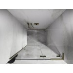 MEXEN/S - Lunar L sprchové dveře křídlové pravé 85 cm, transparent, zlatá kartáčovaná 834L-085-000-55-00-P