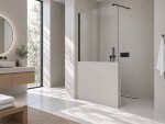 CERANO - Sprchová zástěna Walk-in Onyx Half Cube L/P - 8 mm - hranatá vzpěra - černá matná, transparentní sklo - 100x100 CER-978618