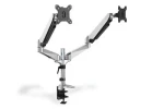 Digitus DA-90353 stříbrná / Držák pro 2 monitory / VESA 75-100 mm / nosnost 2x 8 kg / plynová pružina (DA-90353)
