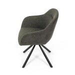 Židle jídelní, zelená látka a tmavě šedá látka v dekoru vintage kůže, černý kov, otočná P90°+ L90° s vratným mechanismem