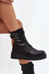 Dámské botky na platformě s ozdobným detailem zateplené černé Lyrana 39
