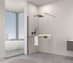 Erga Paris, polička/držák na ručníky pro sprchovou zástěnu (max. 140cm), černá matná, ERG-V02-PARIS-SHELF-BK