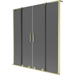 MEXEN/S - Velar L Duo dvoukřídlá posuvná vanová zástěna 140 x 150, grafit, zlatá kartáčovaná 896-140-003-42-55