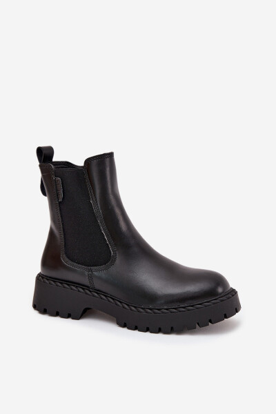 Dámské zateplené kožené boty na zip Big Star – černé Velikost: 38