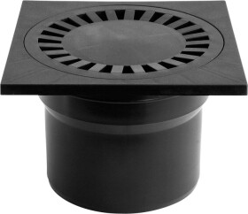 MIDAS Podlahová vpusť - přímá D110 černá, plastová mřížka 150x150 mm p318
