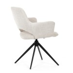 Židle jídelní, krémová látka, 360° vratný mechanismus, černý kov
