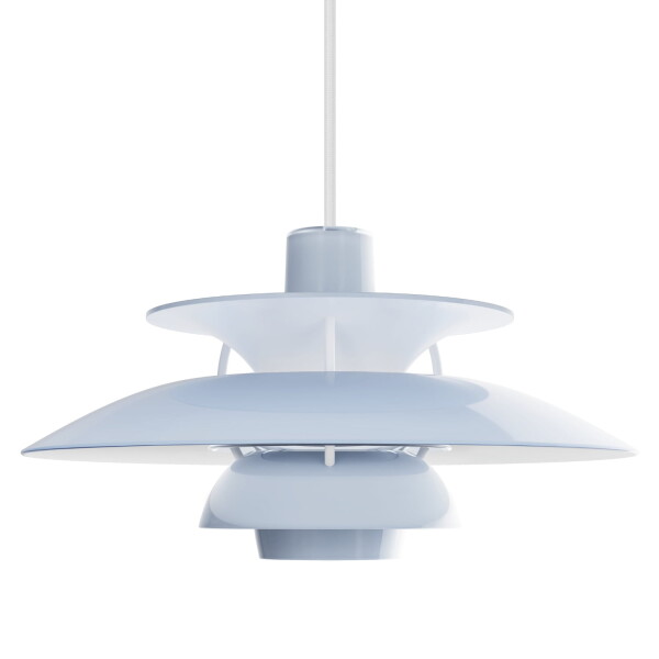 Louis Poulsen Závěsná lampa PH 5 Ø320 Opal Pale Blue, modrá barva, plast