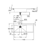 GROHE - Dřezy Dřez K1000 s automatickým odtokem, 116x52 cm, kartáčovaná nerez 31581SD1
