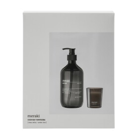 Meraki Dárková sada Deep Valley / Amber Dust – tekuté mýdlo + svíčka, hnědá barva, sklo, plast