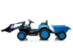 Mamido Dětský elektrický traktor s radlicí a přívěsem modrý