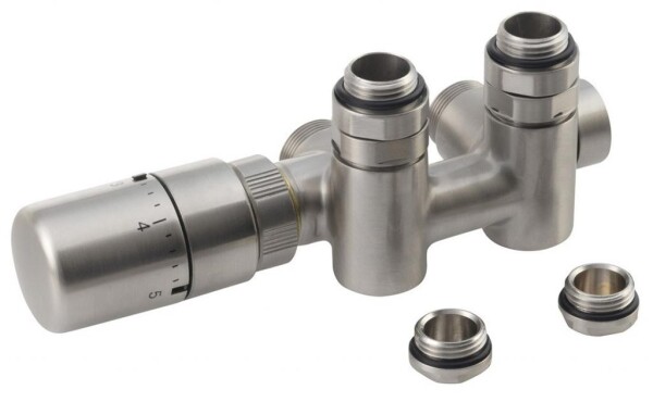 SAPHO - TWIN COMBI připojovací sada ventilů termostatická pro střed.připojení, levá, nerez mat CP5512S