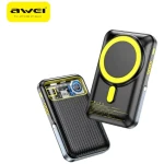 Awei PA-10 černá / Powerbanka / 10000mAh / MagSafe bezdrátové nabíjení / 15W / LCD displej (PA-10)
