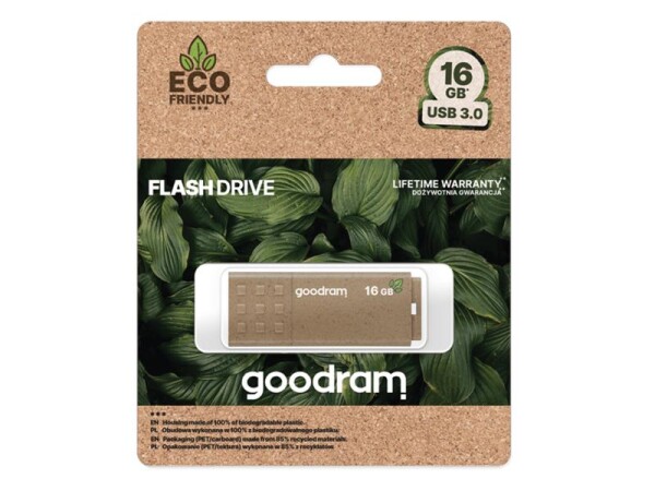 GOODRAM ECO FRIENDLY USB 3.0 16GB hnědá / Flash disk / USB-A 3.0 / čtení: 60MBs / zápis: 20MBs (UME3-0160EFR11)