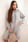 Dámská bavlněná šatová mikina s kapucí zateplená šedá UNI