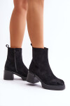 Eko semišové dámské boty na podpatku zateplené černé Meriluna 40