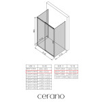 CERANO - Třístěnný sprchový kout Varone LINE U L/P - 6 mm - černá matná, transparentní sklo - 100x80x195 - posuvný CER-DY505B-90132