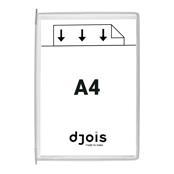 Djois závěsný rámeček s kapsou, A4, otevřený shora, šedý, 10 ks