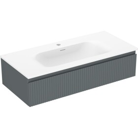 MEXEN/S - Rivel koupelnová skříňka 100 cm s umyvadlem Vela, 1 šuplík, reliéf , grafit mat/bílá mat 91A20-10023-1-BF66-W23M01