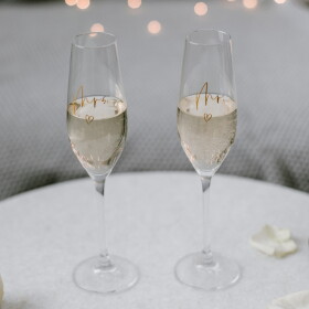 Bella Rose Sklenice na sekt Mr. a Mrs. – set 2 ks, čirá barva, sklo, 250 ml