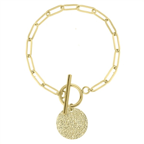 Ocelový náramek s medailonem Frida Gold, chirurgická ocel, Zlatá 18,5 cm