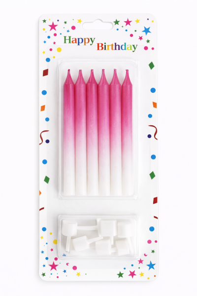 Dortové svíčky HARMONY růžovo-bílá 6ks